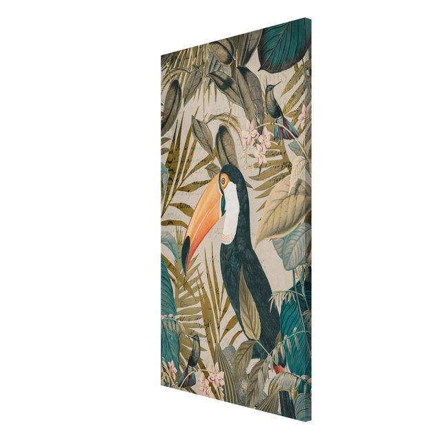 Obrazy nowoczesny Kolaże w stylu vintage - Tukan w dżungli