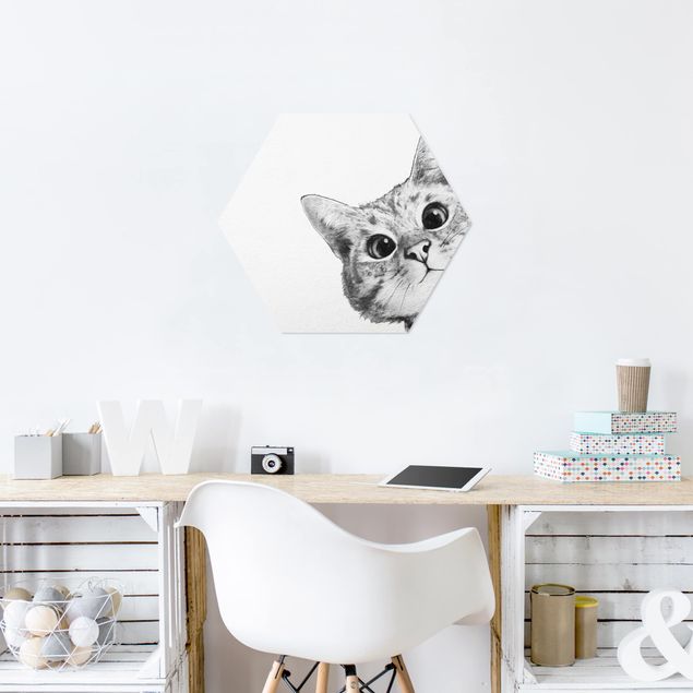 Nowoczesne obrazy do salonu Ilustracja kota Rysunek czarno-biały