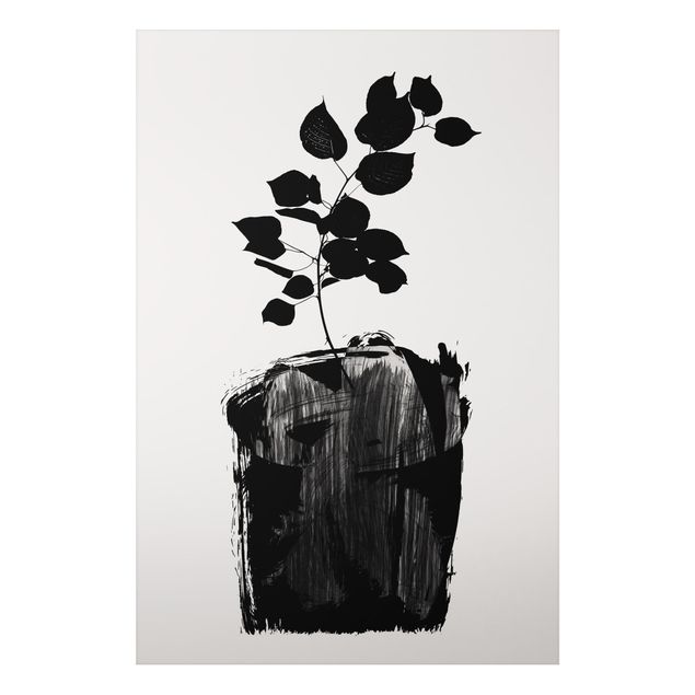 Nowoczesne obrazy do salonu Graficzny świat roślin - czarne liście