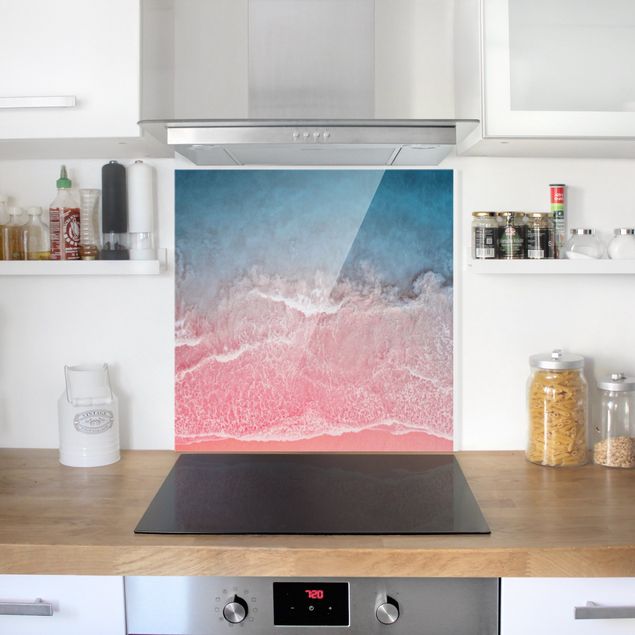 Panele szklane do kuchni Ocean w kolorze różowym