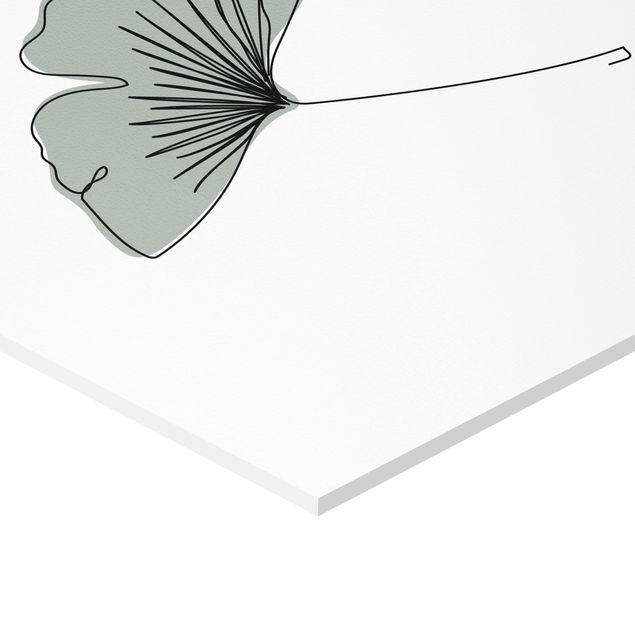 Obraz heksagonalny z Forex - Line Art z liśćmi miłorzębu