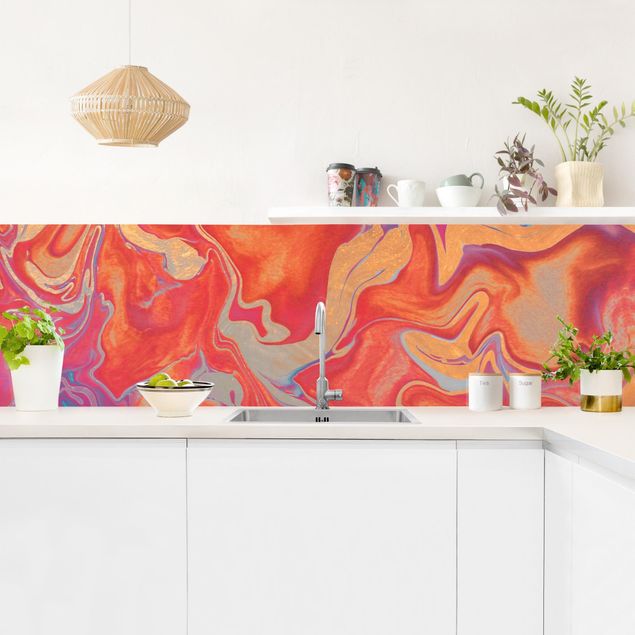 Panel szklany do kuchni Gra w kolory Złoty ogień