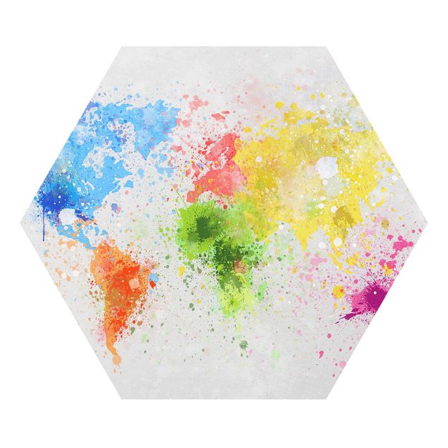 Obraz mapa świata Mapa świata z kolorowym rozbryzgiem