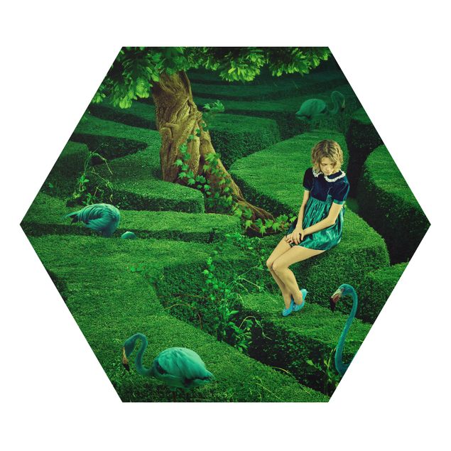 Zielony obraz Kobieta w labiryncie