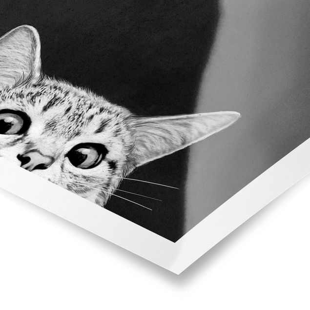 Obrazy zwierzęta Ilustracja kot czarno-biały rysunek
