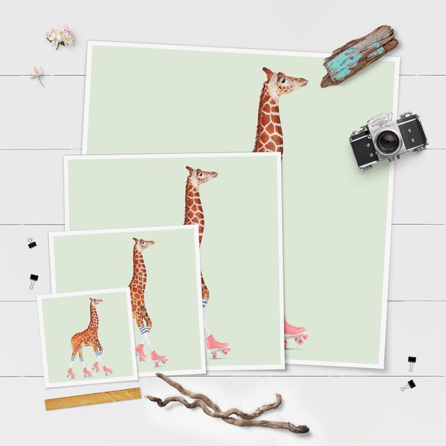 Obrazy ze zwierzętami Żyrafa na wrotkach