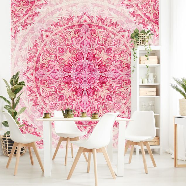 Dekoracja do kuchni Mandala akwarelowy wzór ornamentu różowy