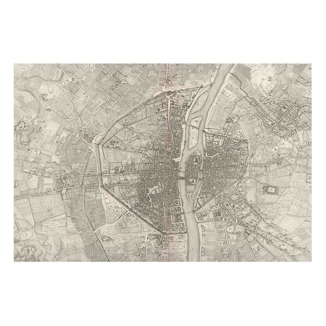 Nowoczesne obrazy do salonu Mapa Paryża w stylu vintage