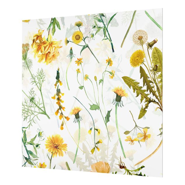 Panel kuchenny - Yellow Wild Flowers - Kwadrat 1:1