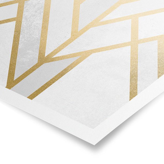 Abstrakcja plakat Art Deco Geometry Białe złoto