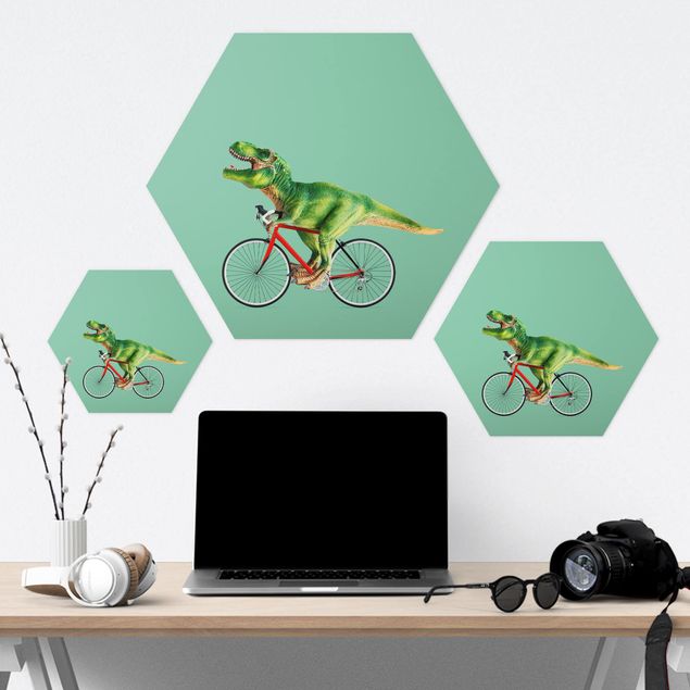 Obrazy Dinozaur z rowerem