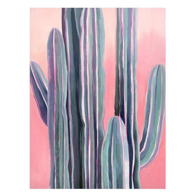 Obrazy do salonu nowoczesne Kaktus na różowo I