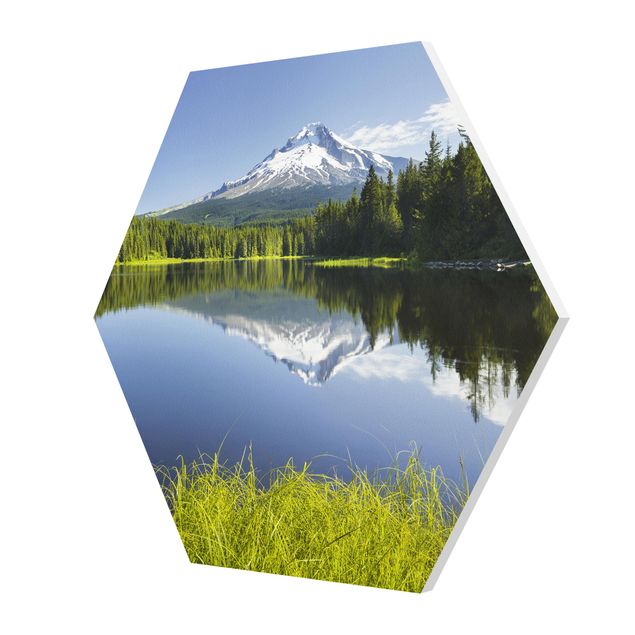 Obrazy krajobraz Wulkan z odbiciem wody
