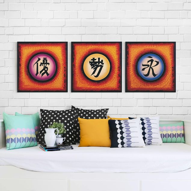 Obrazy do salonu Trio znaków chińskich