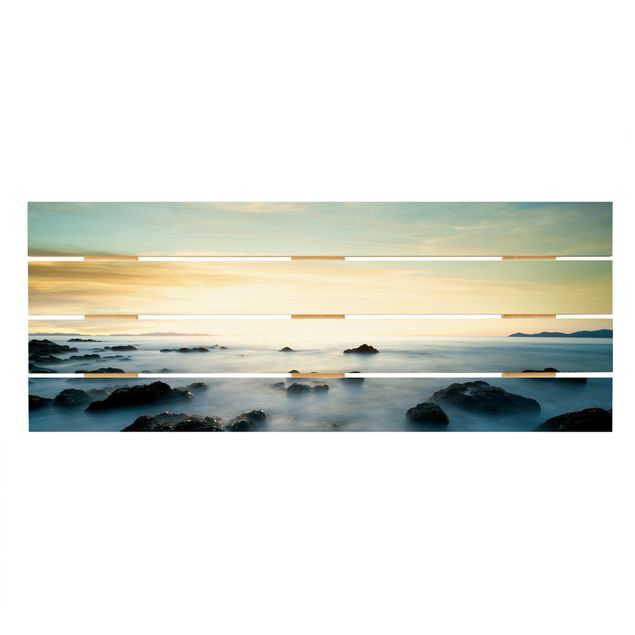 Obraz z drewna - Zachód słońca nad oceanem