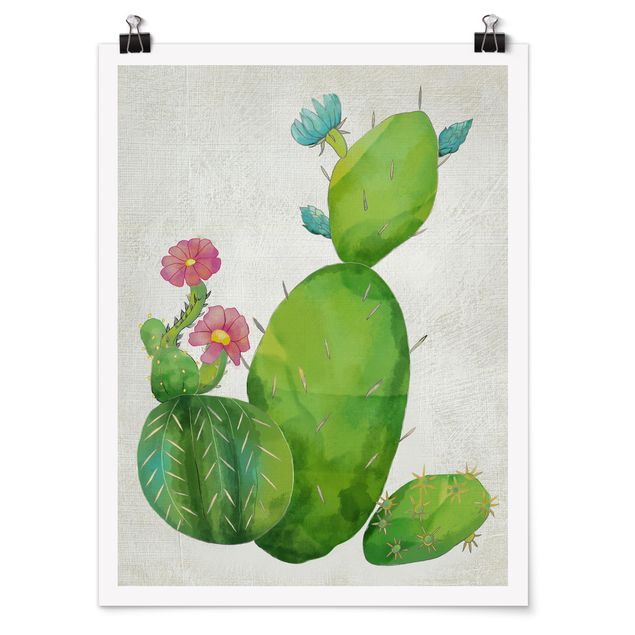 Obrazy rodzina Rodzina kaktusów różowo-turkusowy