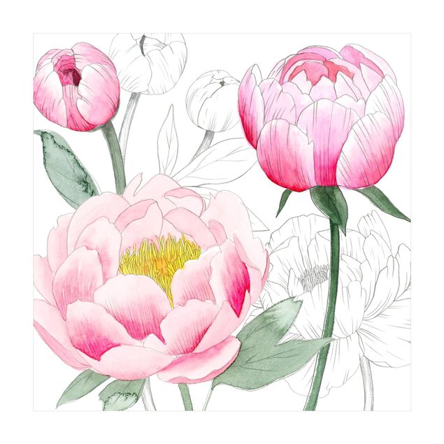 dywany w kwiaty Rysowanie różowych peonii II