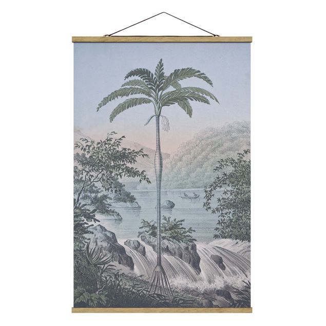 Obraz vintage Ilustracja w stylu vintage - Pejzaż z drzewem palmowym