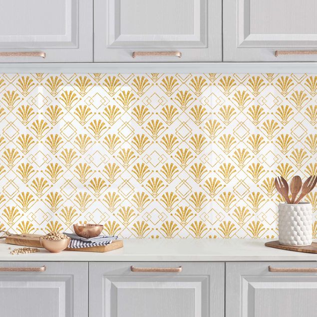 Dekoracja do kuchni Glitter look z wzorem Art Deco w kolorze złotym