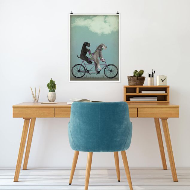 Obrazy do salonu nowoczesne Wycieczka rowerowa - Schnauzer Tandem