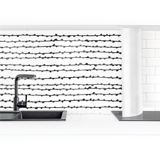 Panel ścienny do kuchni - Czarny atrament Dzikie linie II