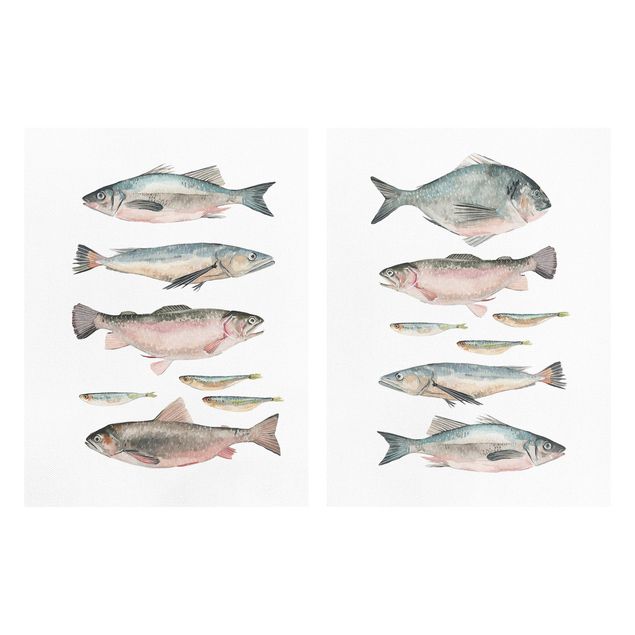 Obrazy na płótnie zwierzęta Ryby w akwareli Zestaw I