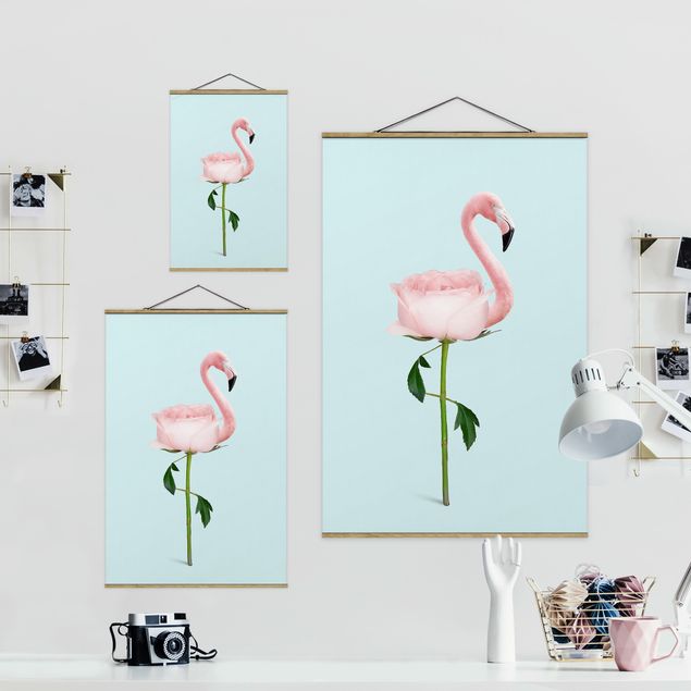 Obrazy kwiatowe Flamingo z różą