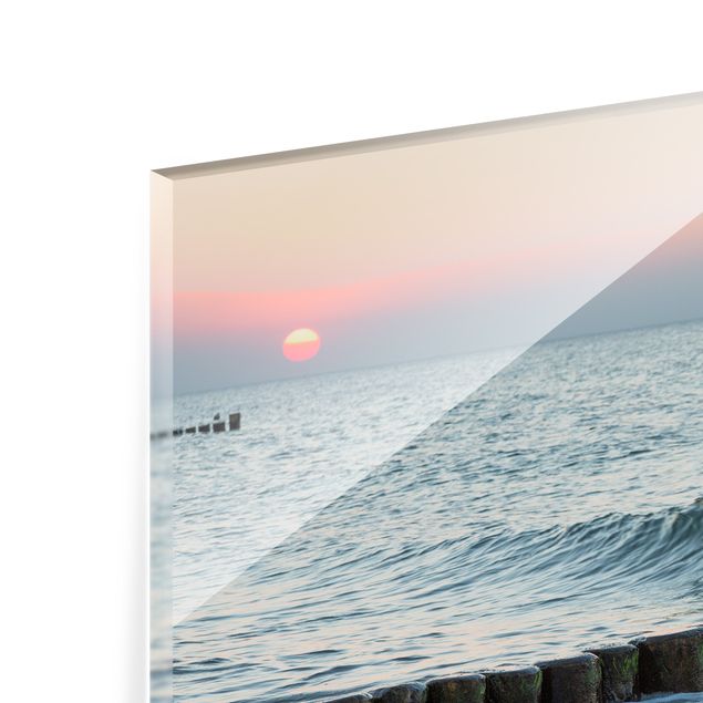 Panel szklany do kuchni - Zachód słońca nad morzem