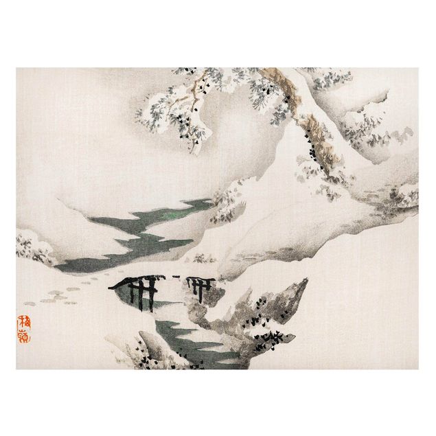 Obrazy do salonu Rysunki azjatyckie Vintage Krajobraz zimowy