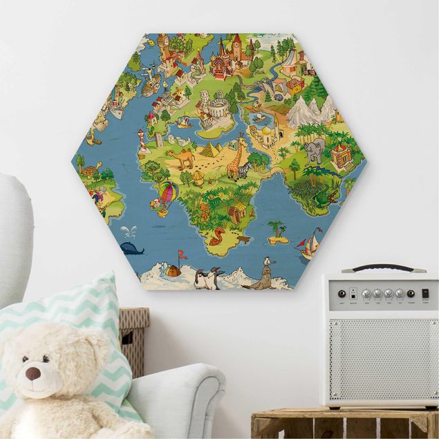 Obrazy na ścianę Wielka i śmieszna mapa świata