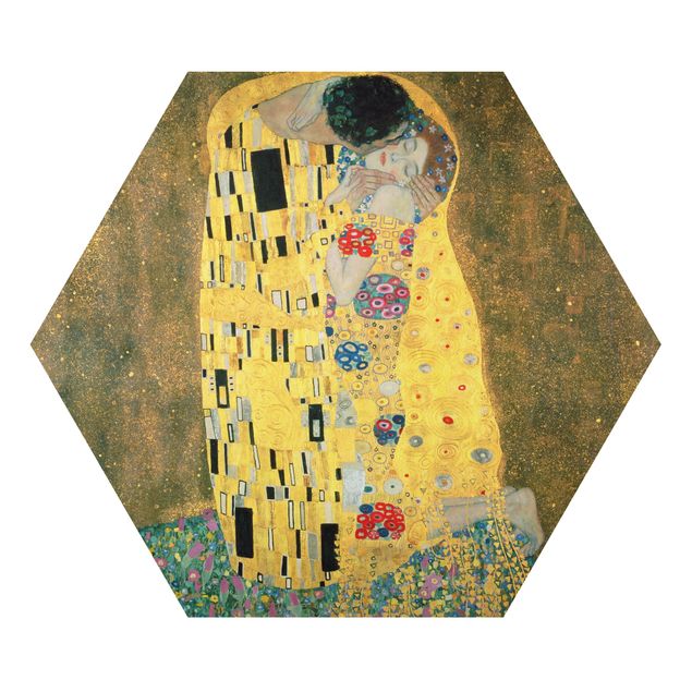 Obraz heksagonalny z Alu-Dibond - Gustav Klimt - Pocałunek