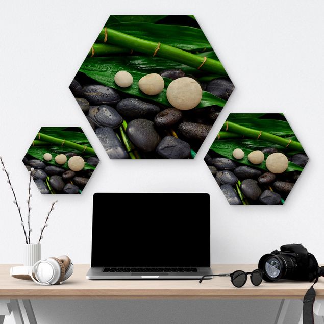 Obrazy Zielony bambus z kamieniami Zen