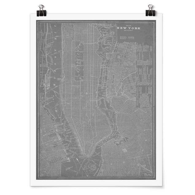 Nowy Jork obrazy Mapa miasta w stylu vintage Nowy Jork Manhattan