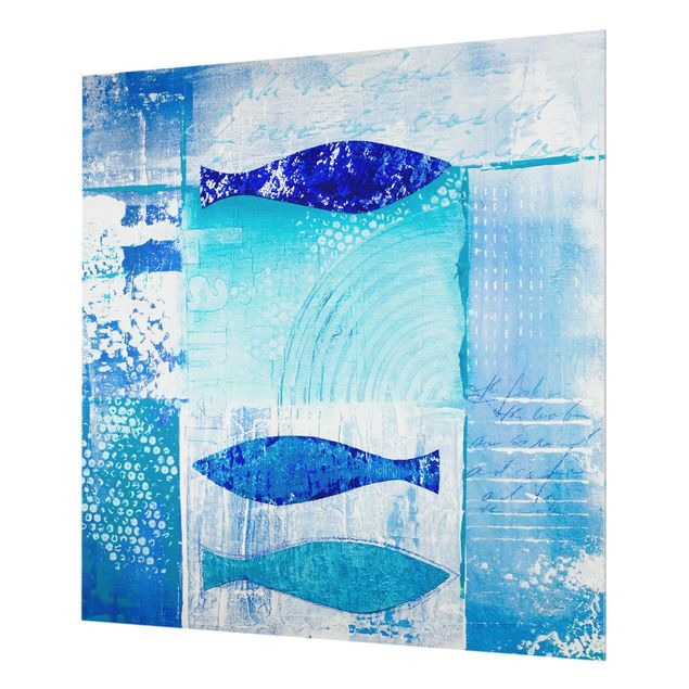 Panel szklany do kuchni - Ryby w błękicie