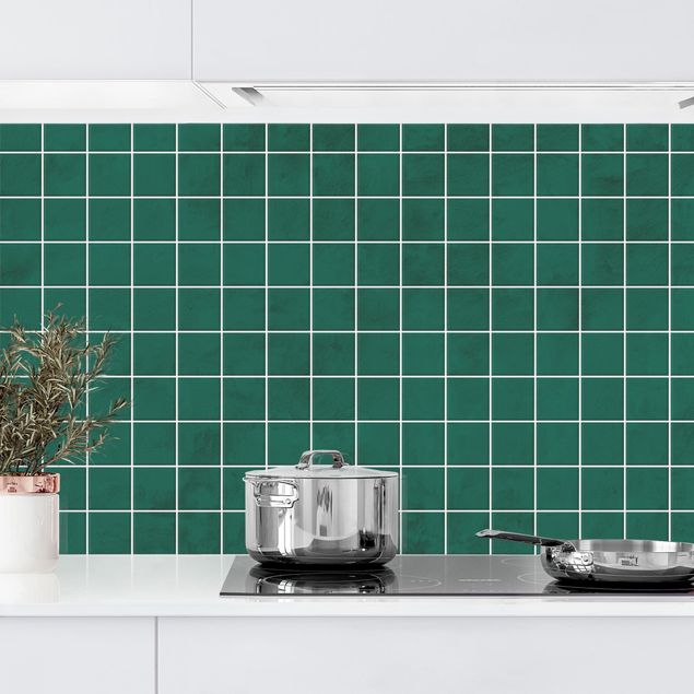 Dekoracja do kuchni Mozaikowe płytki betonowe - zielone