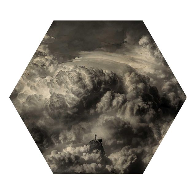 Obraz heksagonalny z drewna - Przygotowuje się burza