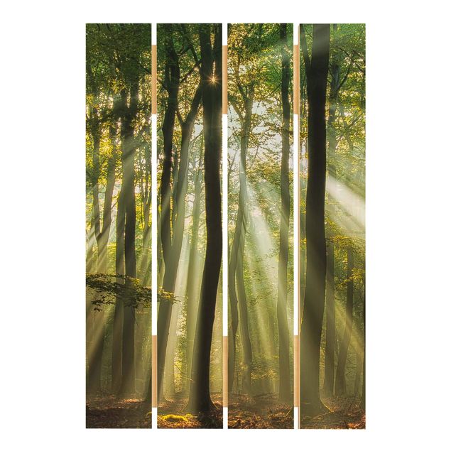 Obraz z drewna - Słoneczny dzień w lesie