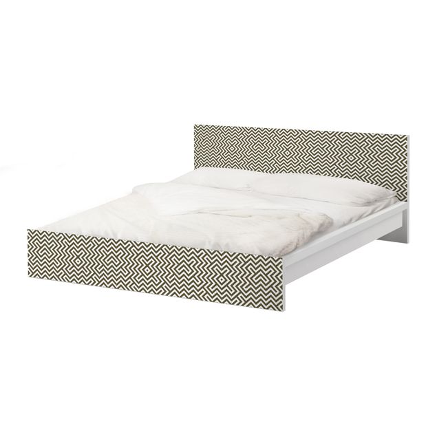 Okleina meblowa IKEA - Malm łóżko 140x200cm - Geometryczny wzór brązowy