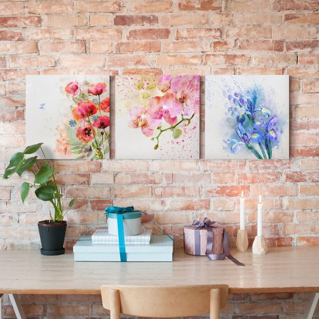 Obrazy nowoczesny Akwarela Trio kwiatowe