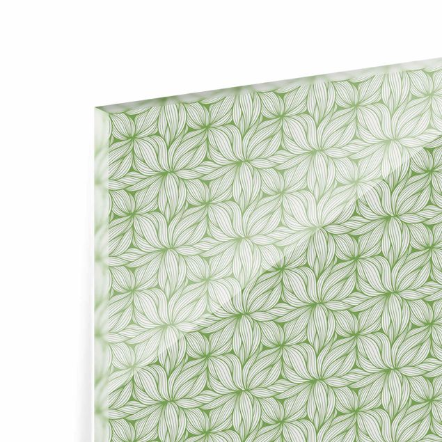 Panel szklany do kuchni - Wzór roślinny w kolorze zielonym