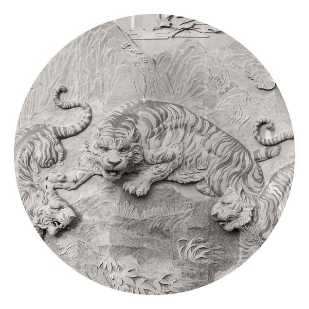 Tapety 3d Tygrys w stylu chinoiserie w kamieniu