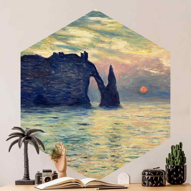 Impresjonizm obrazy Claude Monet - Zachód słońca w skałach
