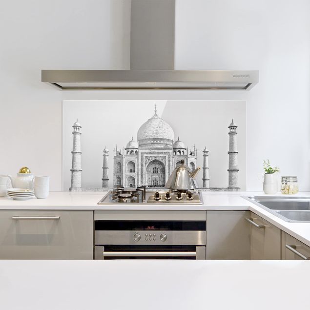 Panele szklane do kuchni Taj Mahal w kolorze szarym