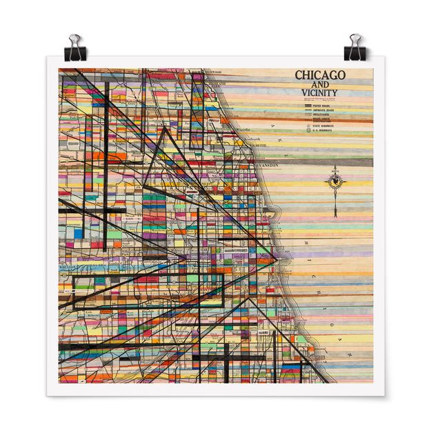 Obrazy nowoczesne Nowoczesna mapa Chicago