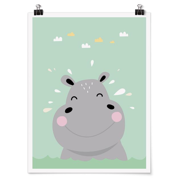 Obrazy ze zwierzętami Szczęśliwy hipopotam