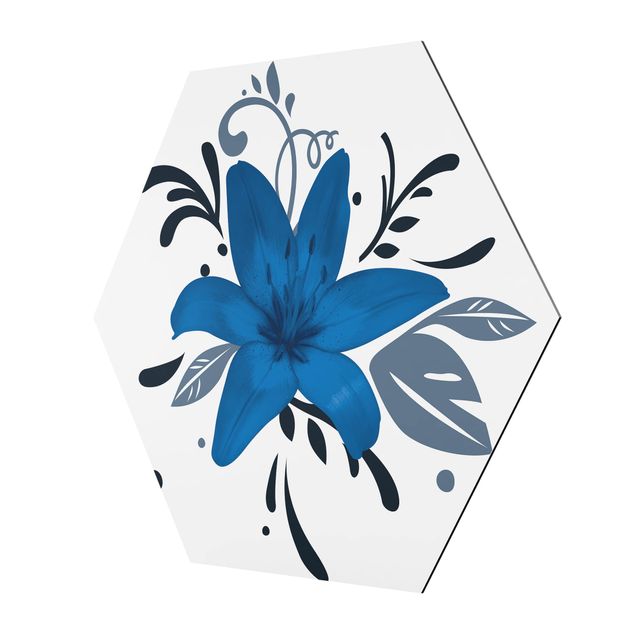 Obraz heksagonalny z Alu-Dibond - Nr BP19 Lilia Dream Niebieski
