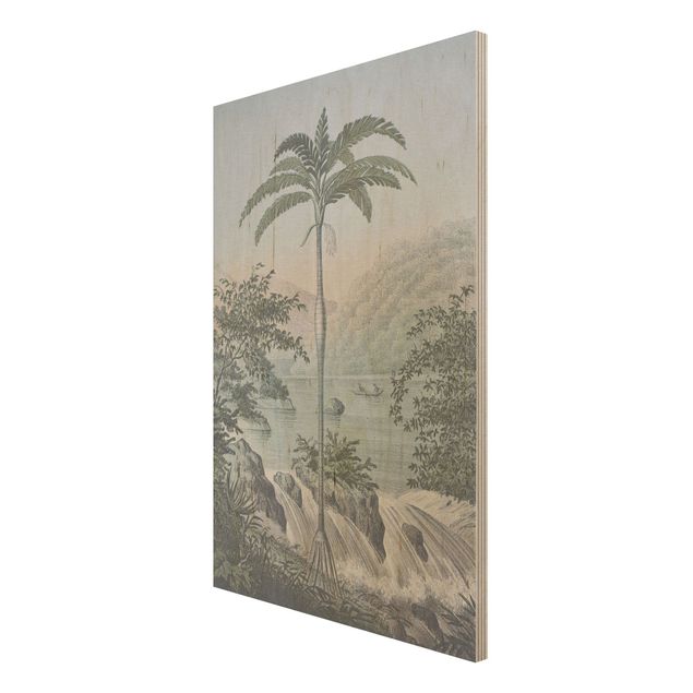 Obrazy Ilustracja w stylu vintage - Pejzaż z drzewem palmowym