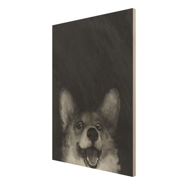 Laura Graves Art obrazy Ilustracja pies Corgi malarstwo czarno-biały