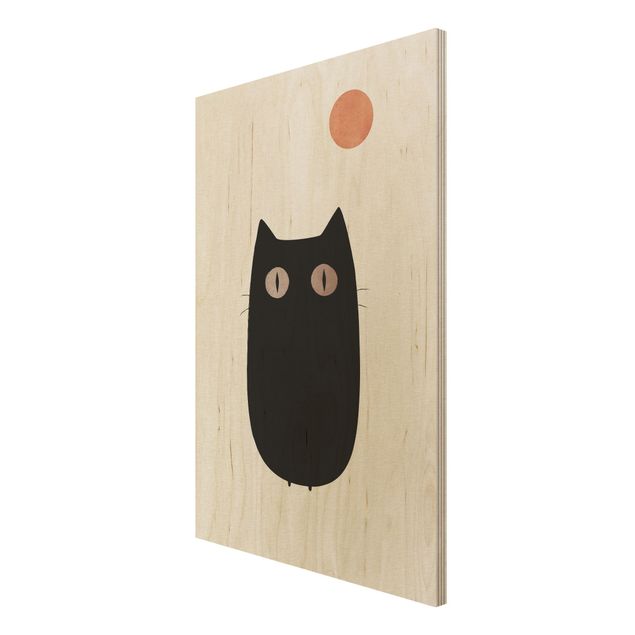 Obrazy na drewnie Ilustracja czarnego kota