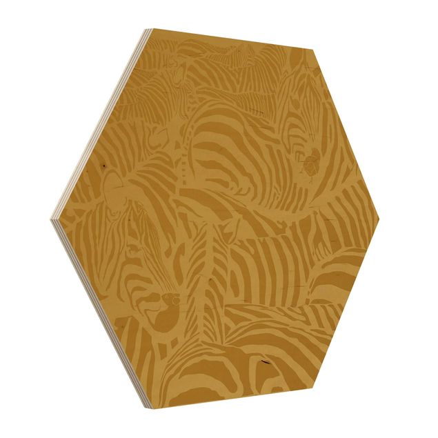 Obraz heksagonalny z drewna - Nr DS5 Zebra Stripe Beżowy